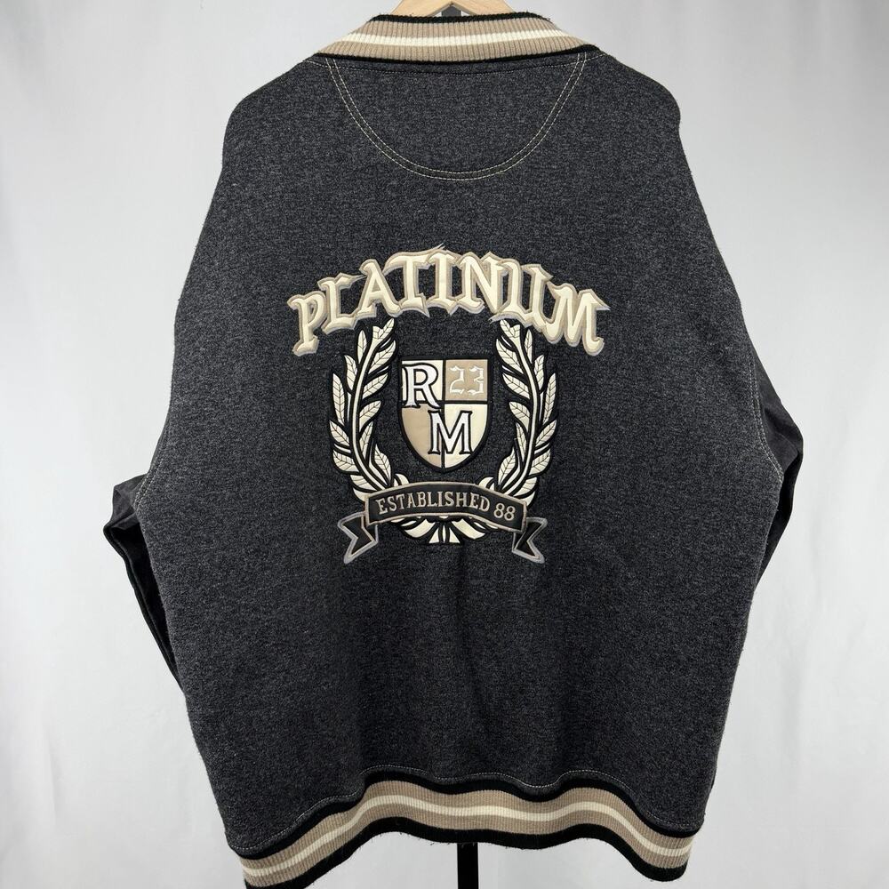 Vintage Platinum Rockman Black / Gray Hip Hop Button Front Jacket Size XL